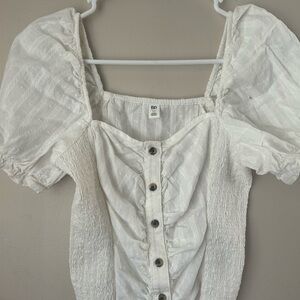 BP Ivory Puff Sleeve Button-Down Blouse